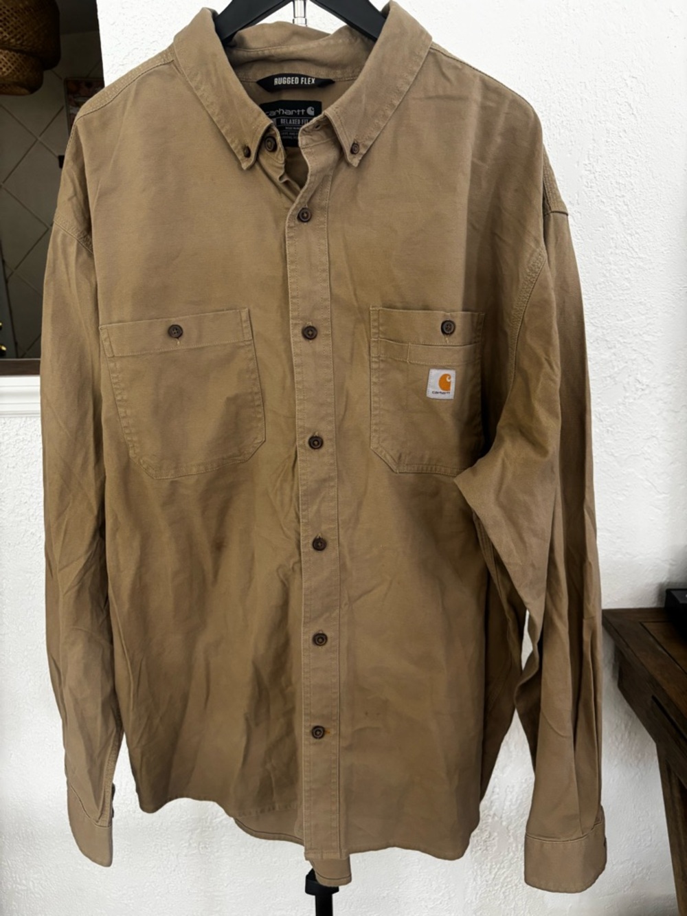 Carhartt Mens Rugged Flex Relaxed Fit Midweight Canvas Long Sleeve Shirt